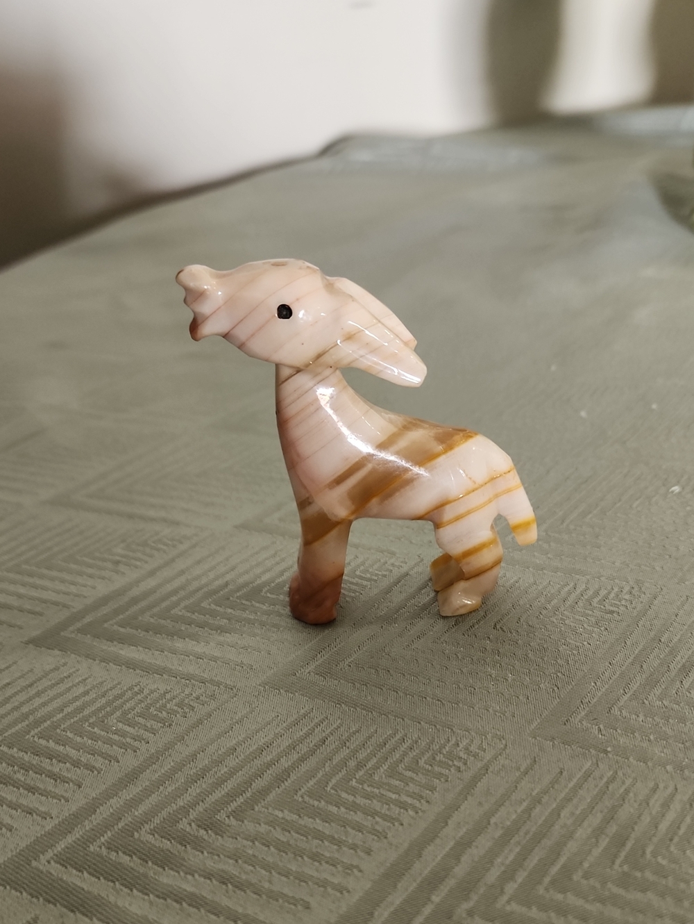 Handcrafted Cream and Brown Onyx Stone Animal Figurine - Home Art Decor